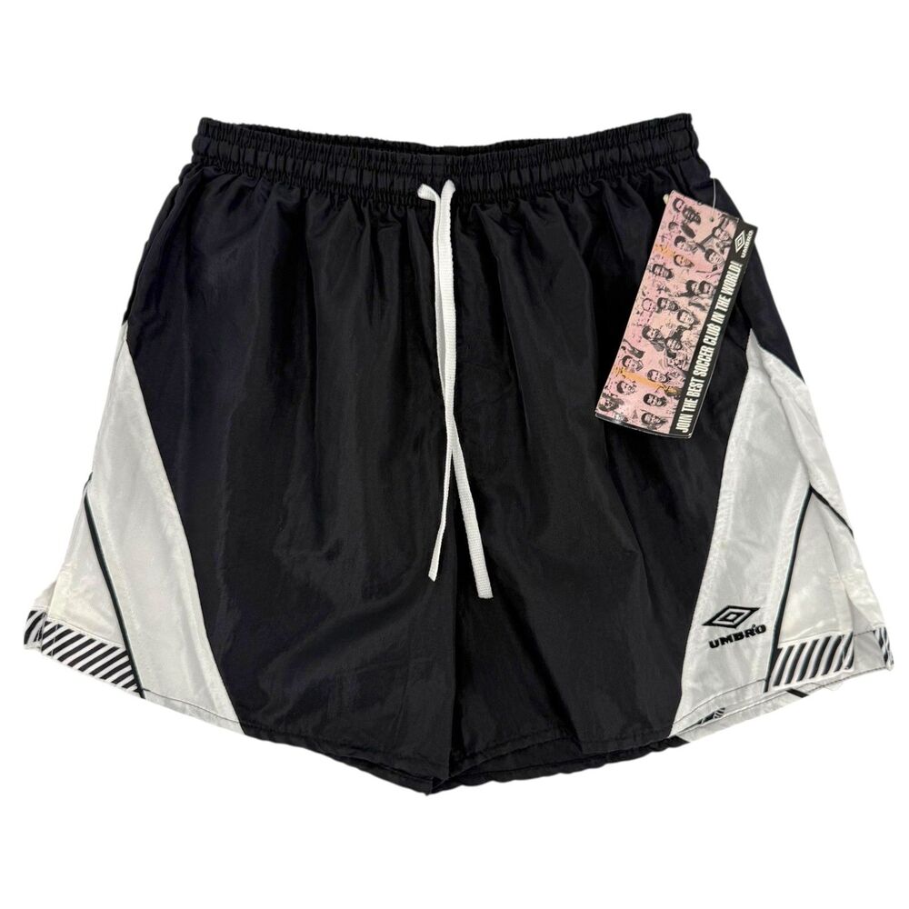 Vintage 90s NEW Umbro Roma II Nylon Soccer Shorts Black Small